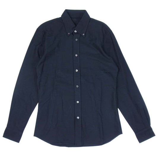 1piu1uguale3 ウノピュウノウグァーレトレ ルシアンペラフィネ LUCIEN PELLAT FINET MONOGRAM B.D SHIRTS ボタンダウン スカル 刺繍 長袖 シャツ ブラック系 M【美品】【中古】