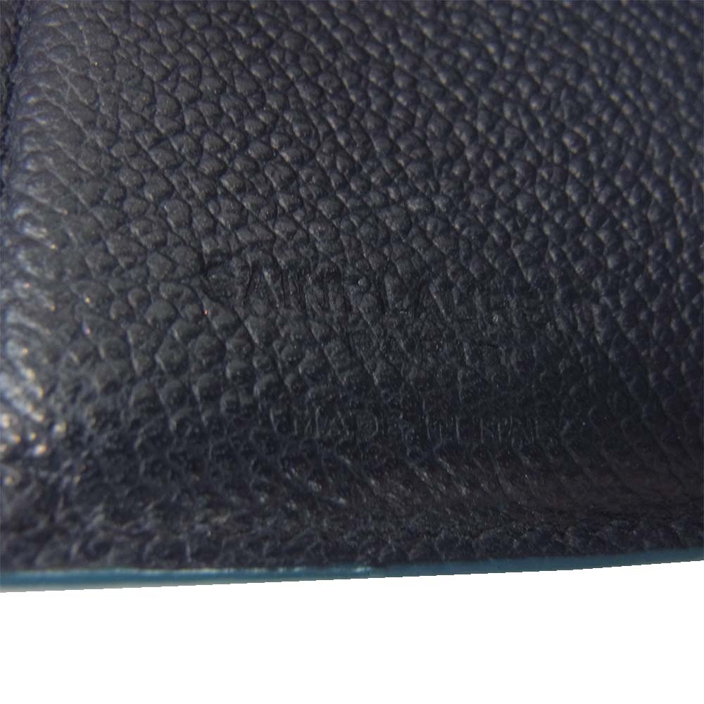 SAINT LAURENT サンローラン PARIS 462366 DV70E ロゴ ミニ コンパクト ウォレット グリーン系 ネイビー系【中古】