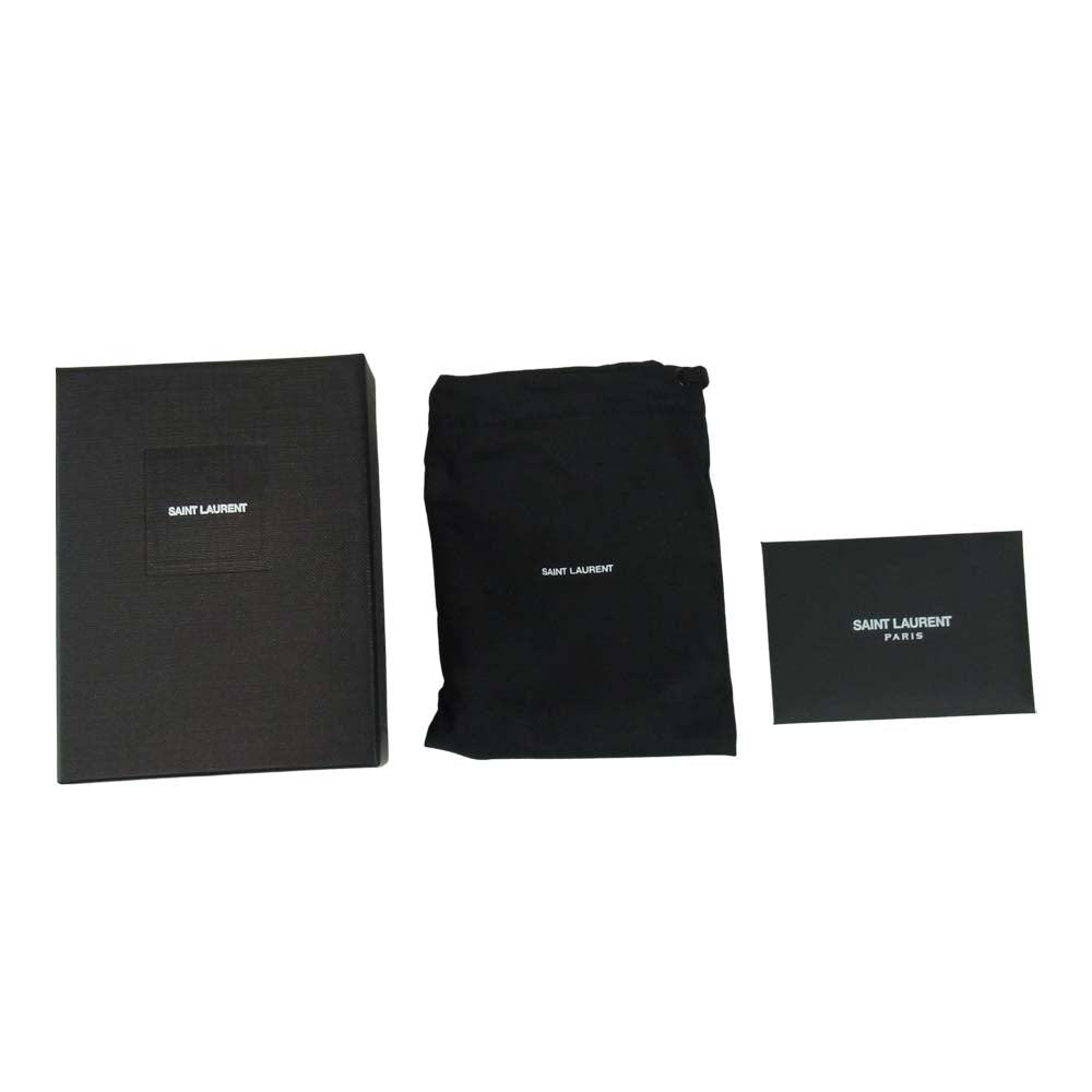 SAINT LAURENT サンローラン PARIS 462366 DV70E ロゴ ミニ コンパクト ウォレット グリーン系 ネイビー系【中古】