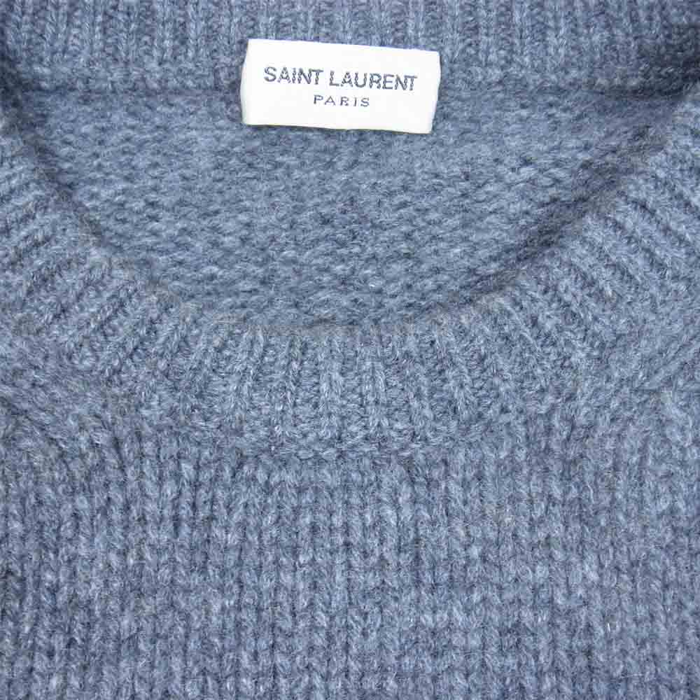 SAINT LAURENT サンローラン PARIS 453747 Y1SA1 カシミヤ100％ クルーネック セーター チャコール系 M【美品】【中古】