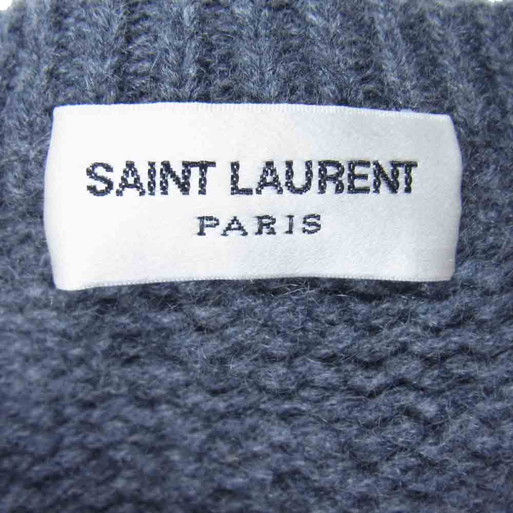 SAINT LAURENT サンローラン PARIS 453747 Y1SA1 カシミヤ100％ クルーネック セーター チャコール系 M【美品】【中古】