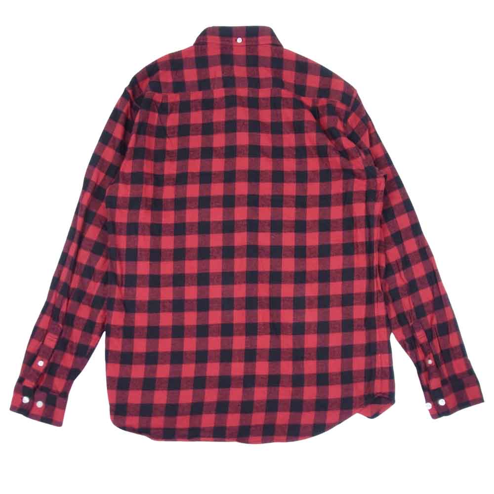 Supreme シュプリーム 12AW Buffalo Check Shirt バッファローチェック ボタンダウン フランネル シャツ レッド系 L【中古】