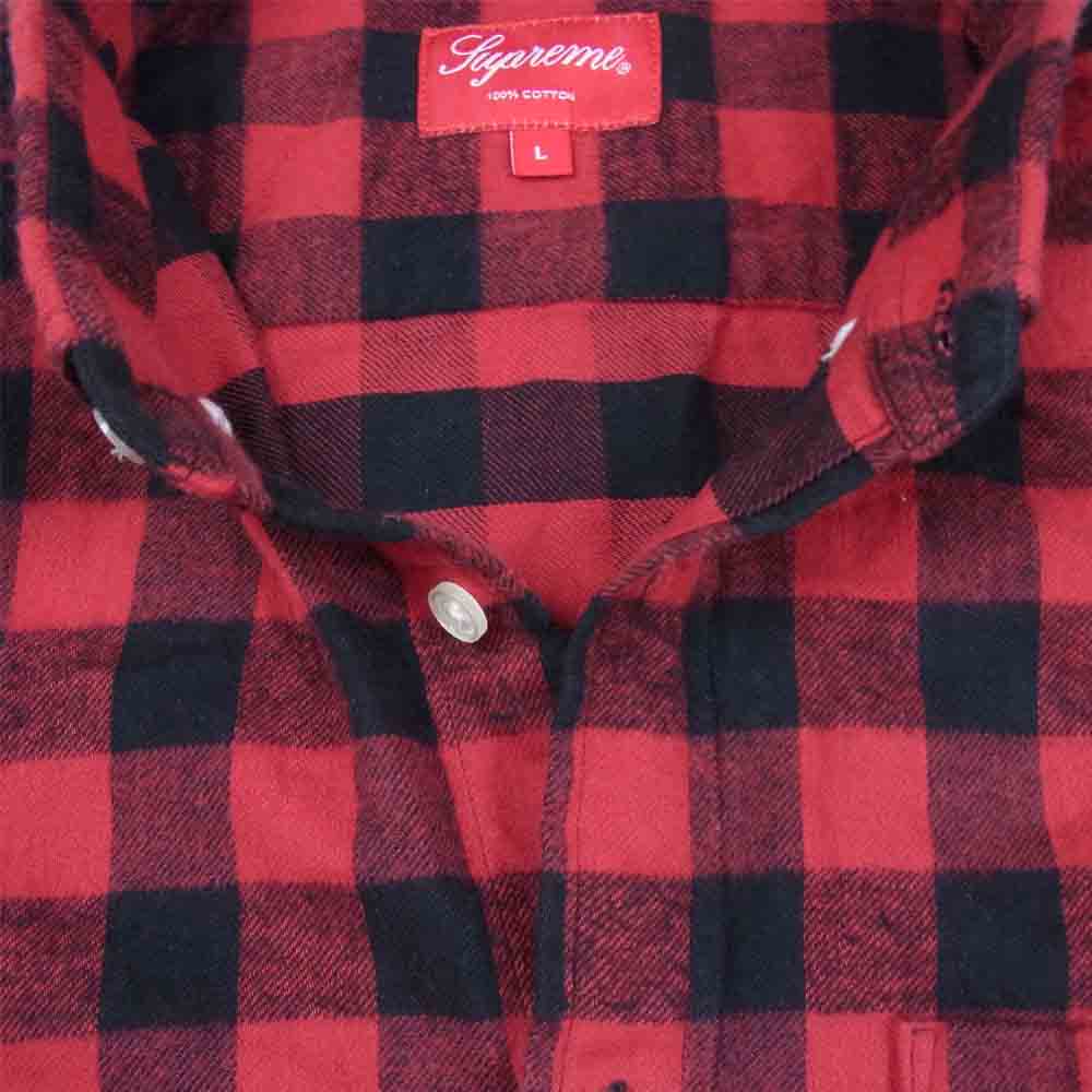 Supreme シュプリーム 12AW Buffalo Check Shirt バッファローチェック ボタンダウン フランネル シャツ レッド系 L【中古】
