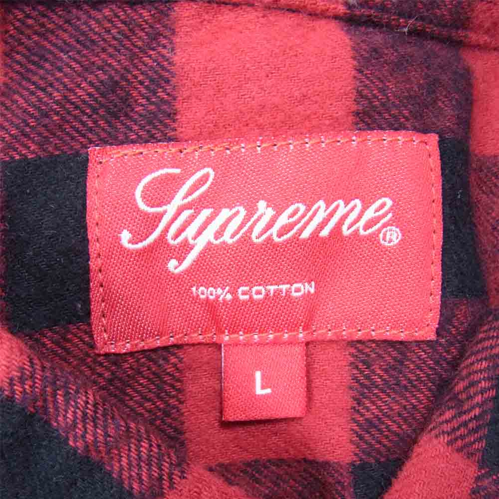 Supreme シュプリーム 12AW Buffalo Check Shirt バッファローチェック ボタンダウン フランネル シャツ レッド系 L【中古】
