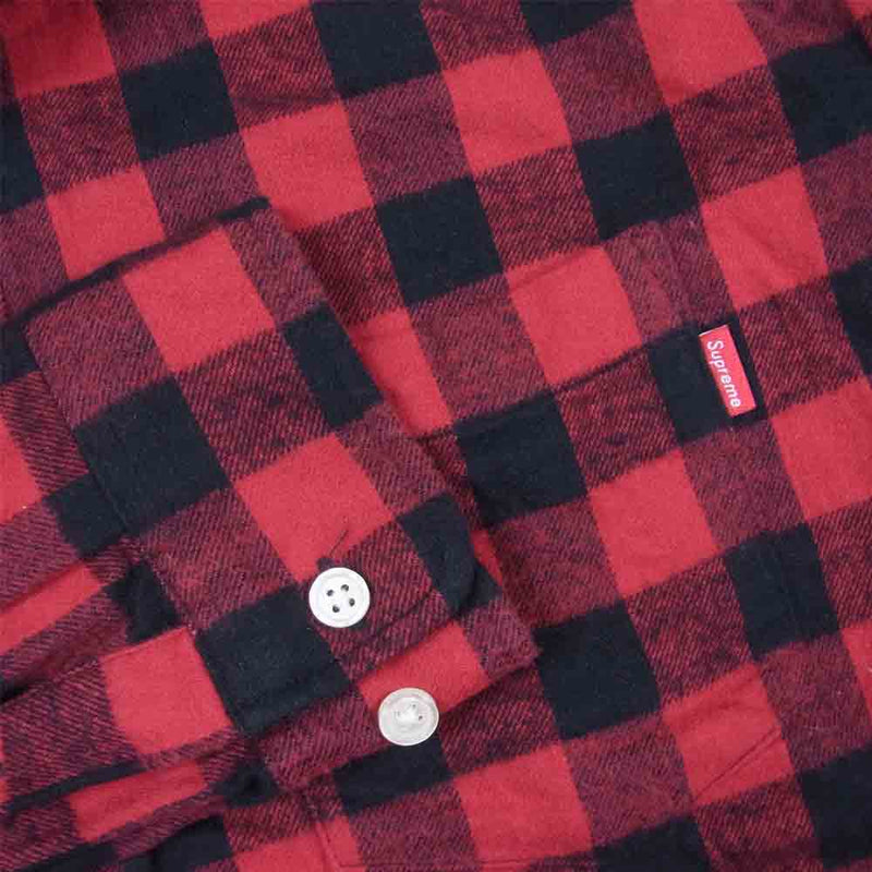 Supreme シュプリーム 12AW Buffalo Check Shirt バッファローチェック ボタンダウン フランネル シャツ レッド系 L【中古】