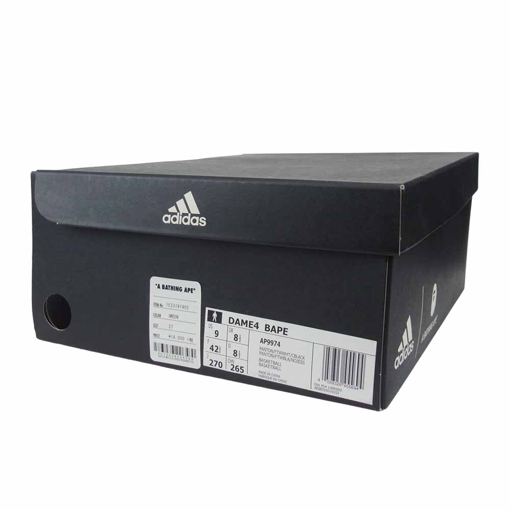 A BATHING APE アベイシングエイプ AP9974 adidas アディダス DAME4 BAPE CAMO PACK ダム ダミアン リラード ベイプカモパック マルチカラー系 27㎝【美品】【中古】
