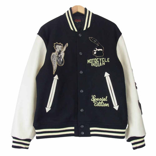 INDIAN インディアン × BETTY ベティ スタジアム ジャンパー ジャケット ブラック系 XXL【中古】