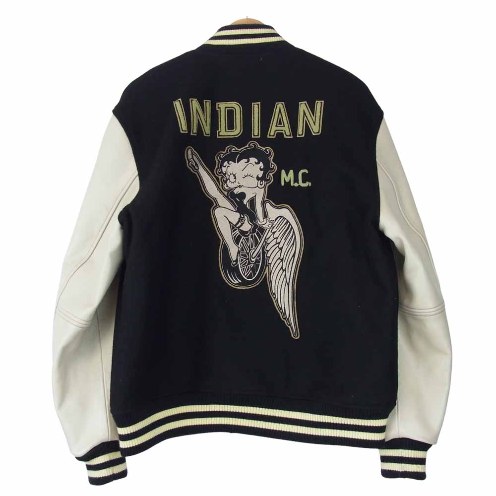 INDIAN インディアン × BETTY ベティ スタジアム ジャンパー ジャケット ブラック系 XXL【中古】