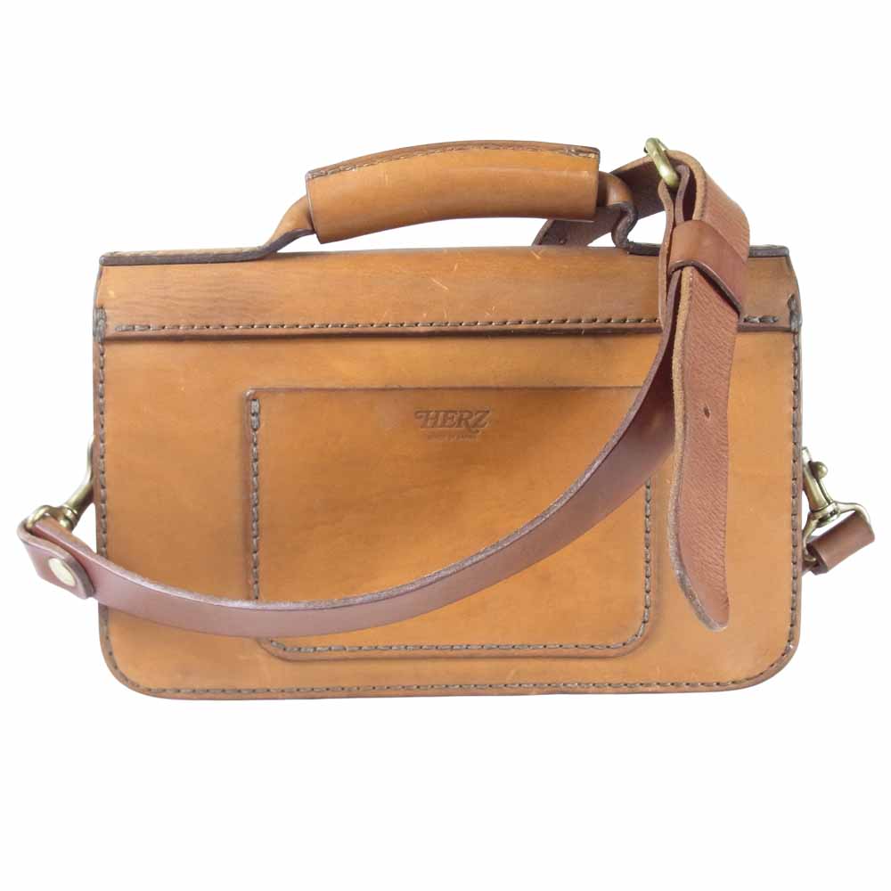 HERZ ヘルツ 2WAY レザー ショルダーバッグ ハンドバッグ ショルダー ハンド バッグ 日本製 ブラウン系【中古】