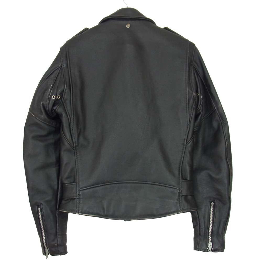 schott ショット 618 80's～90's perfect パーフェクト バイカータグ USA製 ダブル ライダース ジャケット レザー ブラック系 34【中古】