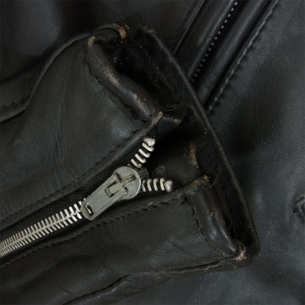 schott ショット 618 80's～90's perfect パーフェクト バイカータグ USA製 ダブル ライダース ジャケット レザー ブラック系 34【中古】
