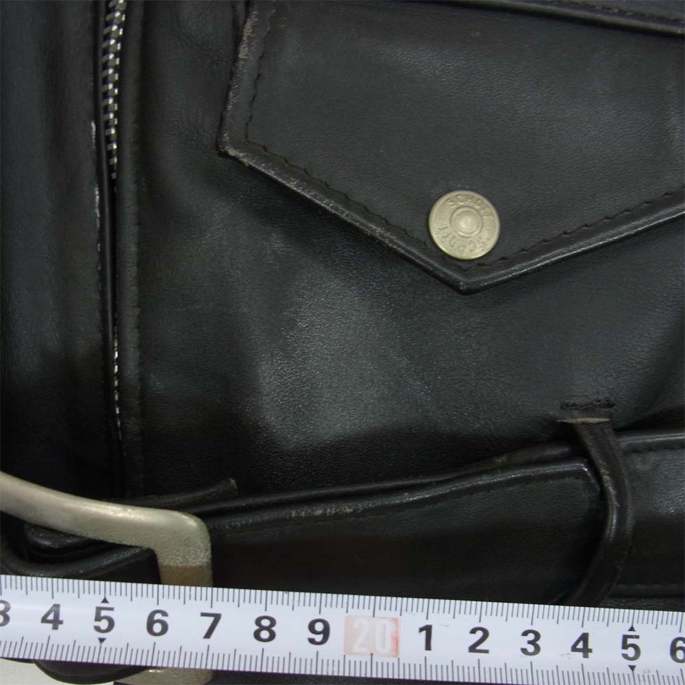 schott ショット 618 80's～90's perfect パーフェクト バイカータグ USA製 ダブル ライダース ジャケット レザー ブラック系 34【中古】