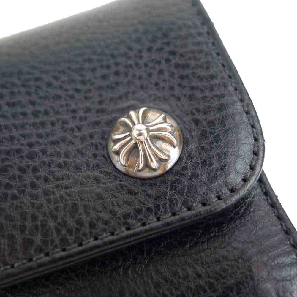 CHROME HEARTS クロムハーツ（原本有） WAVE MINI ウェーブ ミニ クロスボタン ウォレット ブラック系【極上美品】【中古】