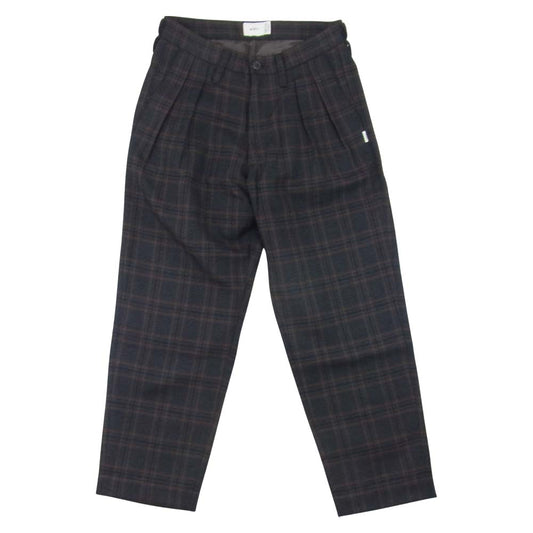 WTAPS ダブルタップス 202TQOT-PTM06 TUCK TROUSERS WOOL TWEED TEXTILE ウール ツイード ダック パンツ ネイビー系 S【中古】
