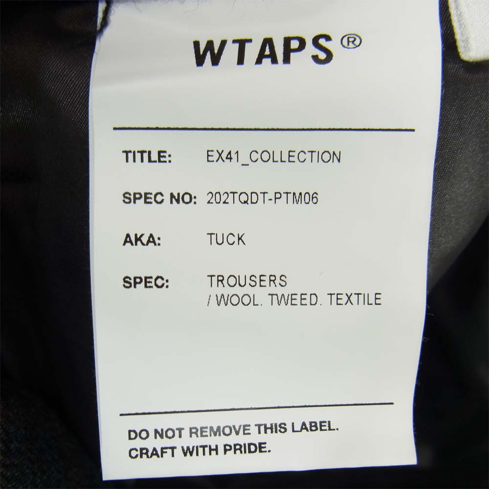 WTAPS ダブルタップス 202TQOT-PTM06 TUCK TROUSERS WOOL TWEED TEXTILE ウール ツイード ダック パンツ ネイビー系 S【中古】