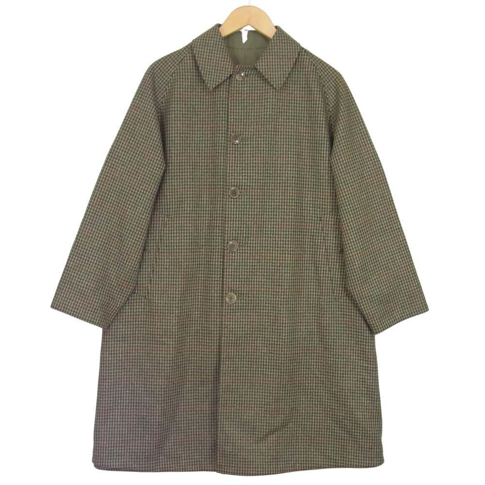 ANATOMICA アナトミカ 20AW 530-552-02 SINGLE RAGLAN リバーシブル チェック シングルラグランコート モスグリーン系 38【極上美品】【中古】