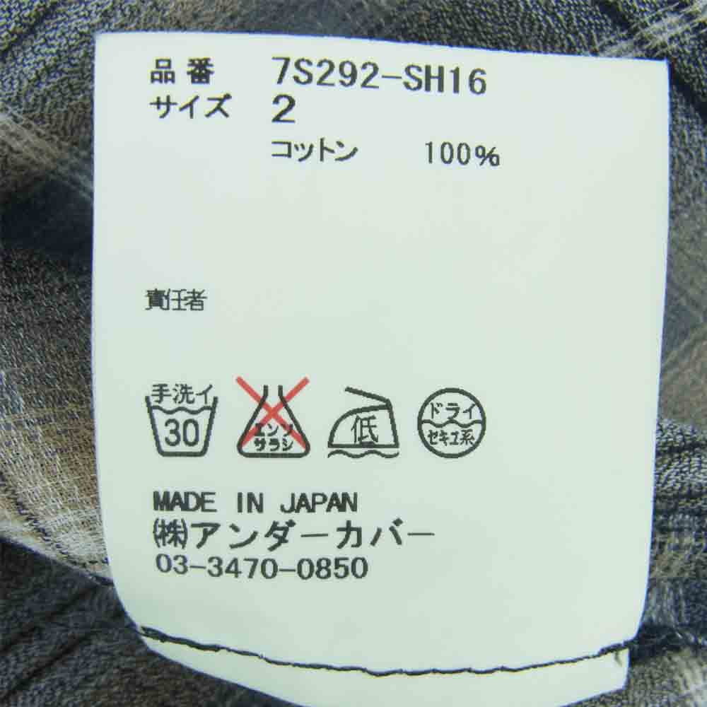 UNDERCOVER アンダーカバー 7S292-SH16 コットン チェック 半袖 シャツ 日本製 グレー系 2【中古】