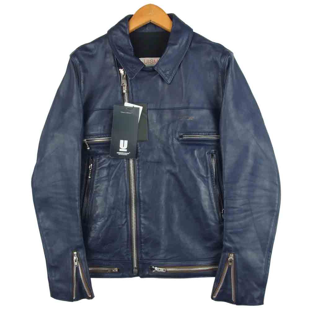 UNDERCOVER アンダーカバー 17AW UCS9204-2 WELCOME TO FEAR CITY OS ダブルライダースジャケット ダークネイビー系 2【美品】【中古】