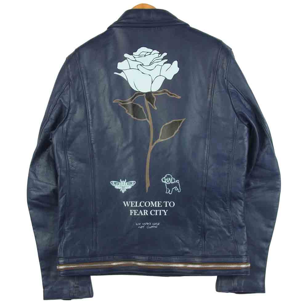 UNDERCOVER アンダーカバー 17AW UCS9204-2 WELCOME TO FEAR CITY OS ダブルライダースジャケット ダークネイビー系 2【美品】【中古】