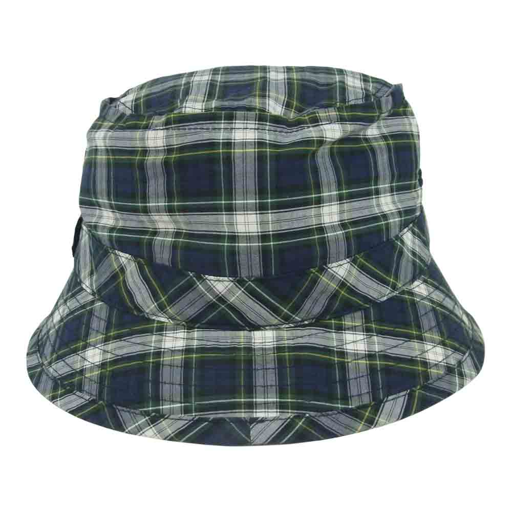 A BATHING APE アベイシングエイプ ロゴワッペン チェック ハット コットン 日本製 ネイビー系 M【中古】