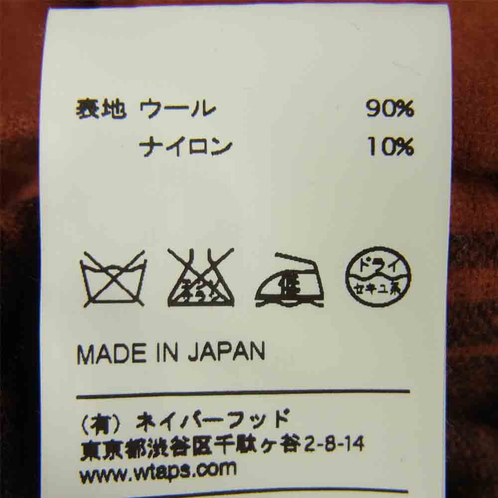 WTAPS ダブルタップス 12AW 122GWDT-SHM03 VATOS L/S バトス ロングスリーブ チェック 長袖 シャツ 赤茶系 S【中古】