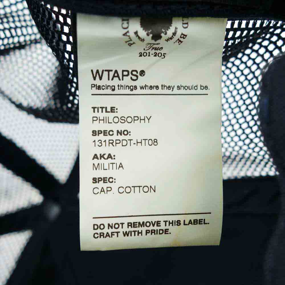 WTAPS ダブルタップス 13SS 131RPDT-HT08 MILITIA CAP COTTON ロゴ ワッペン キャップ ブラック系【中古】