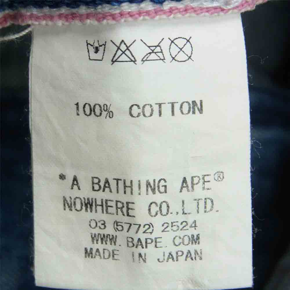 A BATHING APE アベイシングエイプ URSUS BAPE ストレート ロゴ コットン デニム パンツ インディゴブルー系 S【中古】