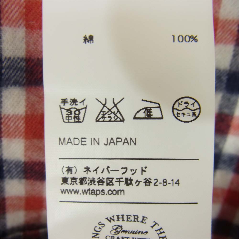 WTAPS ダブルタップス 15AW 152LTDT-SHM04 CHECK L/S 01 チェック 長袖 シャツ レッド系 S【中古】