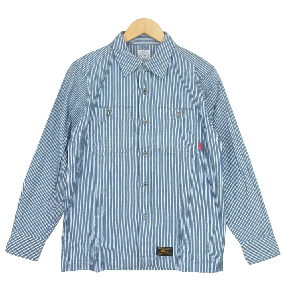 WTAPS ダブルタップス 16SS 161LTDT-SHM02 UNION LS 02 Shirt ストライプ ロングスリーブ シャツ ブルー系 S【中古】