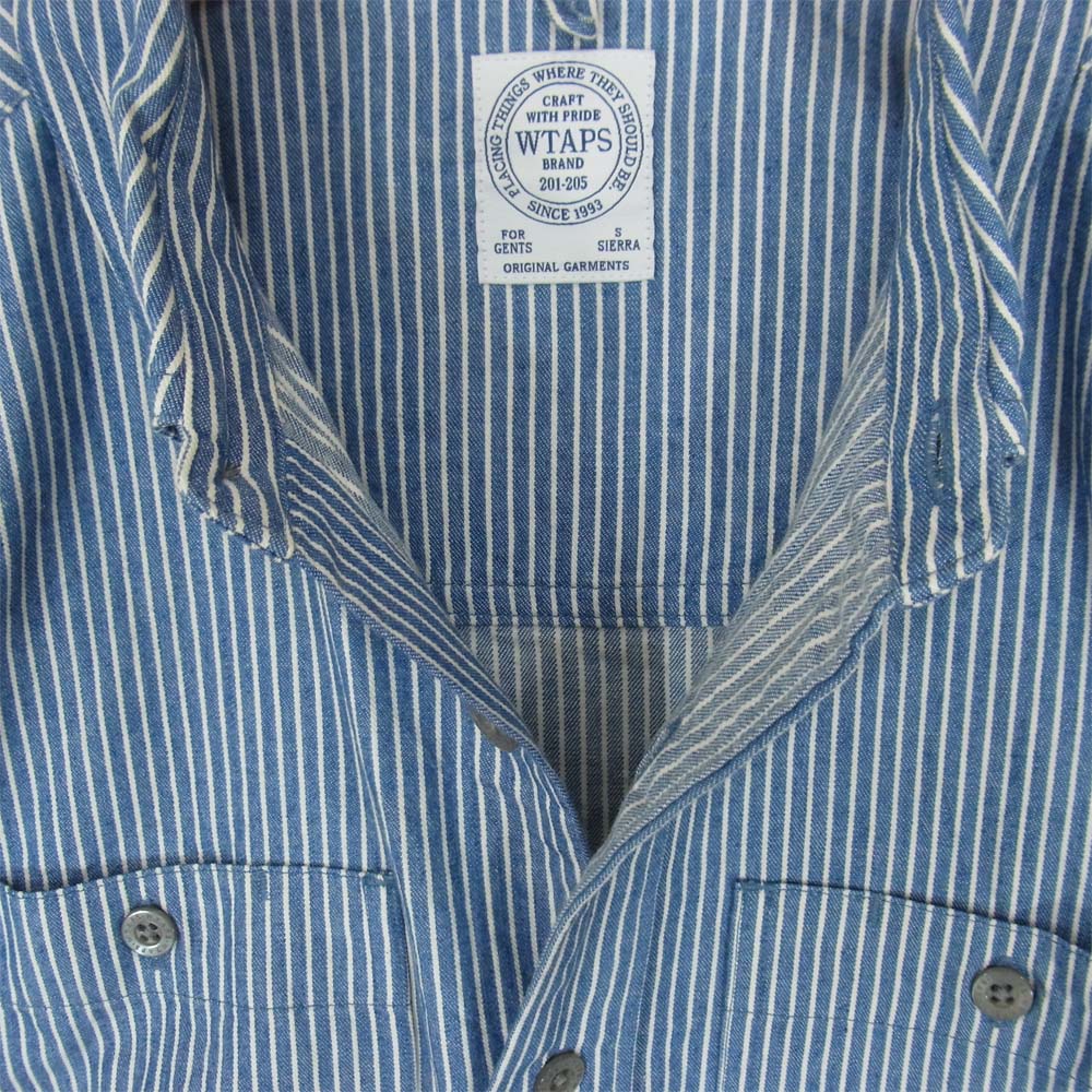 WTAPS ダブルタップス 16SS 161LTDT-SHM02 UNION LS 02 Shirt ストライプ ロングスリーブ シャツ ブルー系 S【中古】