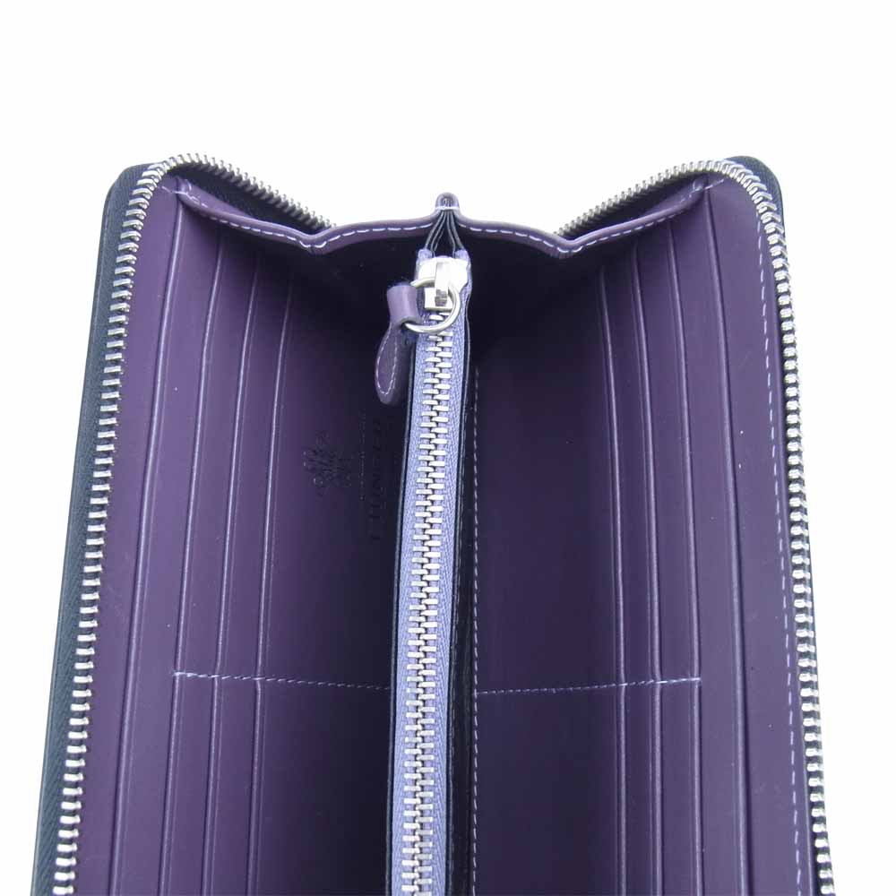 Ettinger エッティンガー ST2051EJR PURPLE ロイヤルコレクション ラウンドファスナー ファインレザー カーフ 長財布 ブラック系【中古】