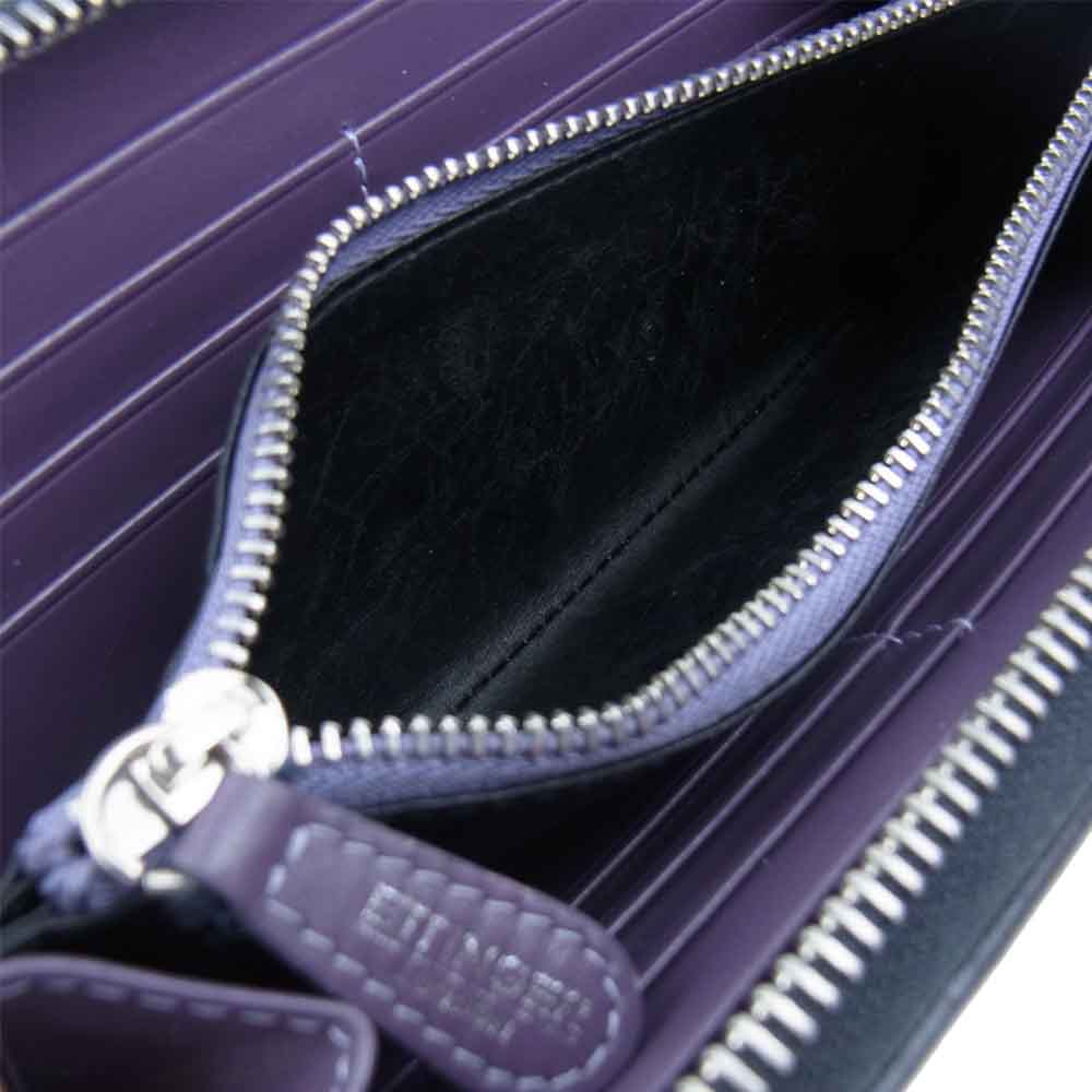 Ettinger エッティンガー ST2051EJR PURPLE ロイヤルコレクション ラウンドファスナー ファインレザー カーフ 長財布 ブラック系【中古】