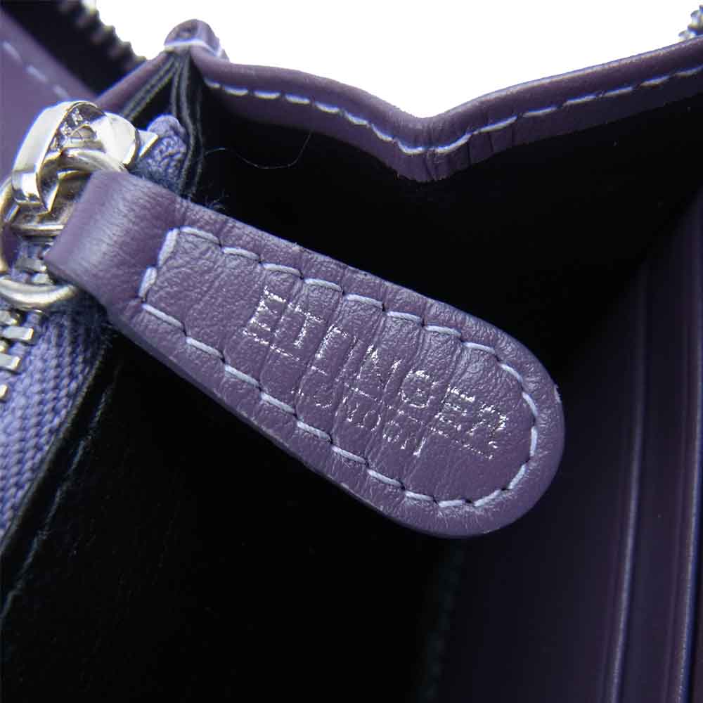 Ettinger エッティンガー ST2051EJR PURPLE ロイヤルコレクション ラウンドファスナー ファインレザー カーフ 長財布 ブラック系【中古】