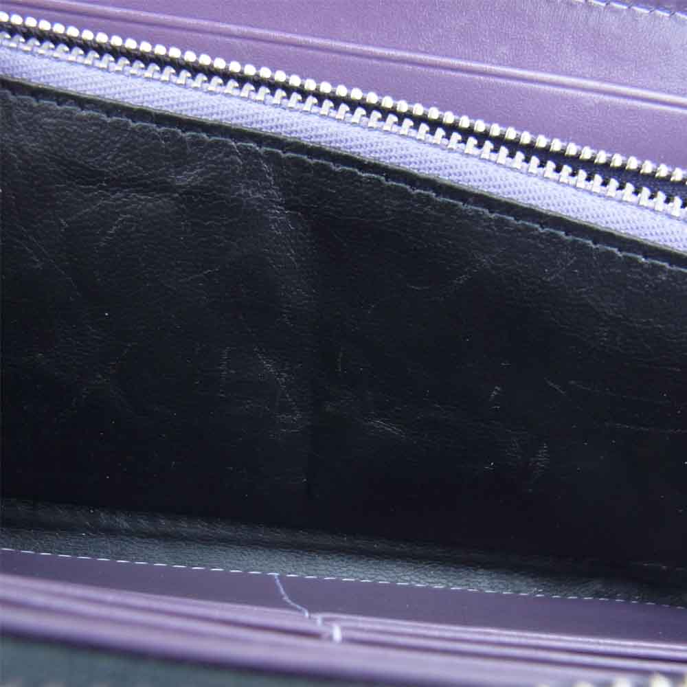 Ettinger エッティンガー ST2051EJR PURPLE ロイヤルコレクション ラウンドファスナー ファインレザー カーフ 長財布 ブラック系【中古】