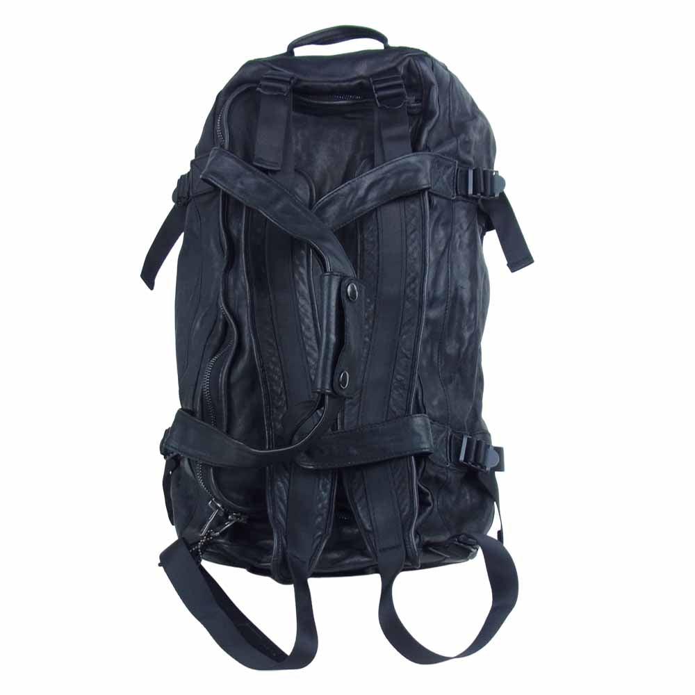 ISAMUKATAYAMA BACKLASH イサムカタヤマバックラッシュ 230-03 イタリアンショルダー ジャパンステア レザー 製品染め 3way ボストン ショルダー バッグ  バックパック リュック ブラック系 FREE【美品】【中古】