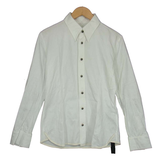 ISAMUKATAYAMA BACKLASH イサムカタヤマバックラッシュ 1388-01 シープレザー パイピング ストレッチ シワ加工 シャツ ホワイト系 S【極上美品】【中古】