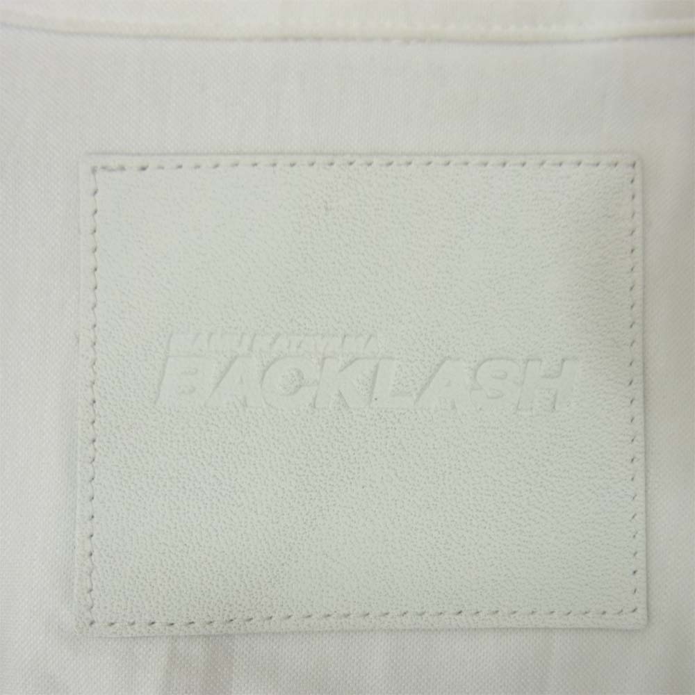 ISAMUKATAYAMA BACKLASH イサムカタヤマバックラッシュ 1388-01 シープレザー パイピング ストレッチ シワ加工 シャツ ホワイト系 S【極上美品】【中古】