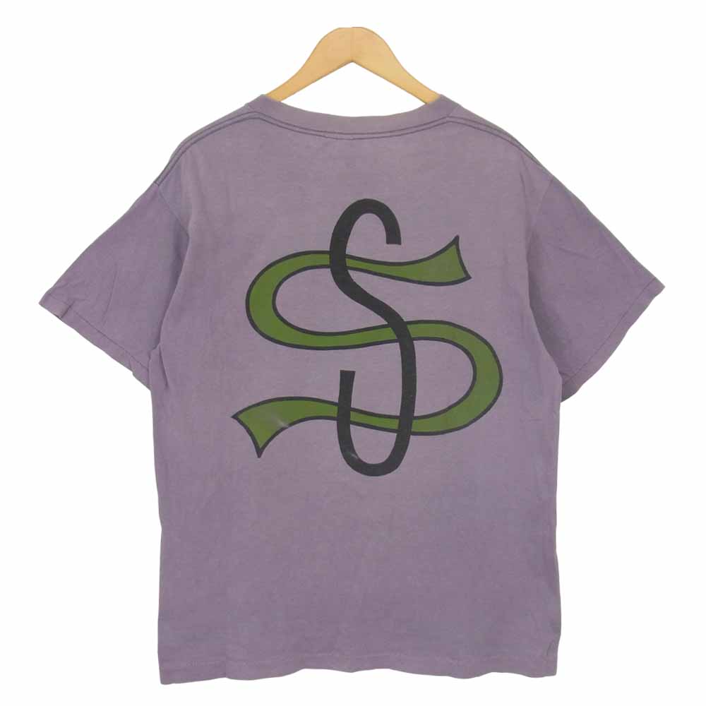 STUSSY ステューシー 80s 黒タグ USA製 VINTAGE ヴィンテージ logo tee パープル系 L【中古】