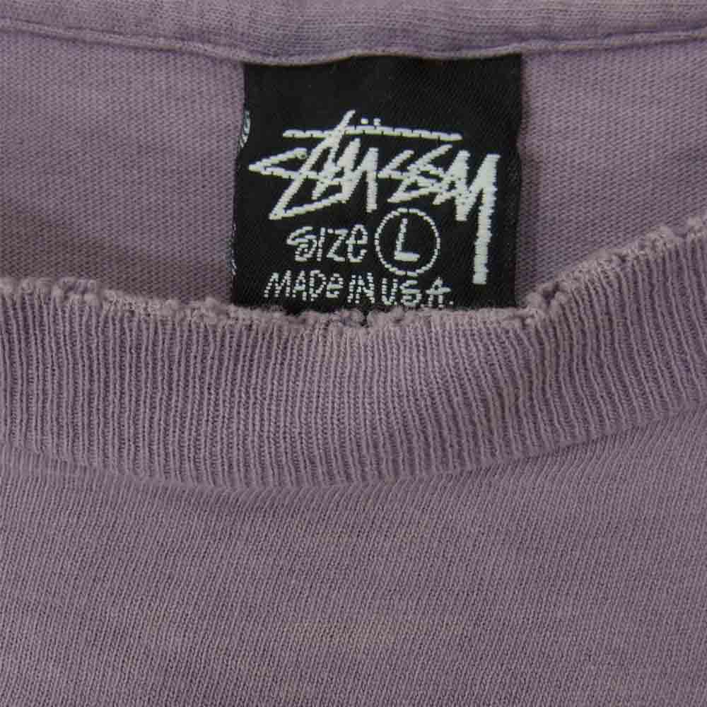 STUSSY ステューシー 80s 黒タグ USA製 VINTAGE ヴィンテージ logo tee パープル系 L【中古】