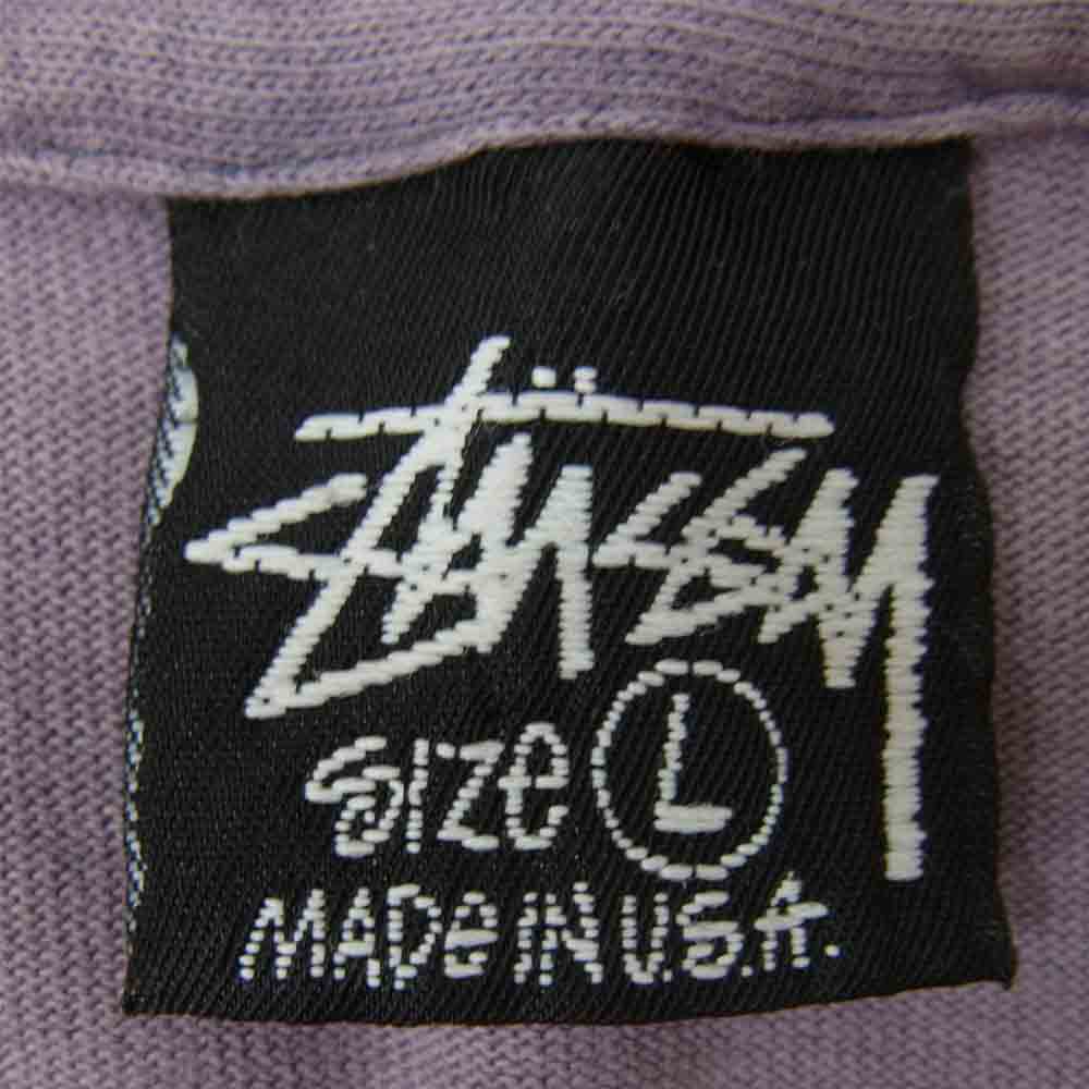 STUSSY ステューシー 80s 黒タグ USA製 VINTAGE ヴィンテージ logo tee パープル系 L【中古】