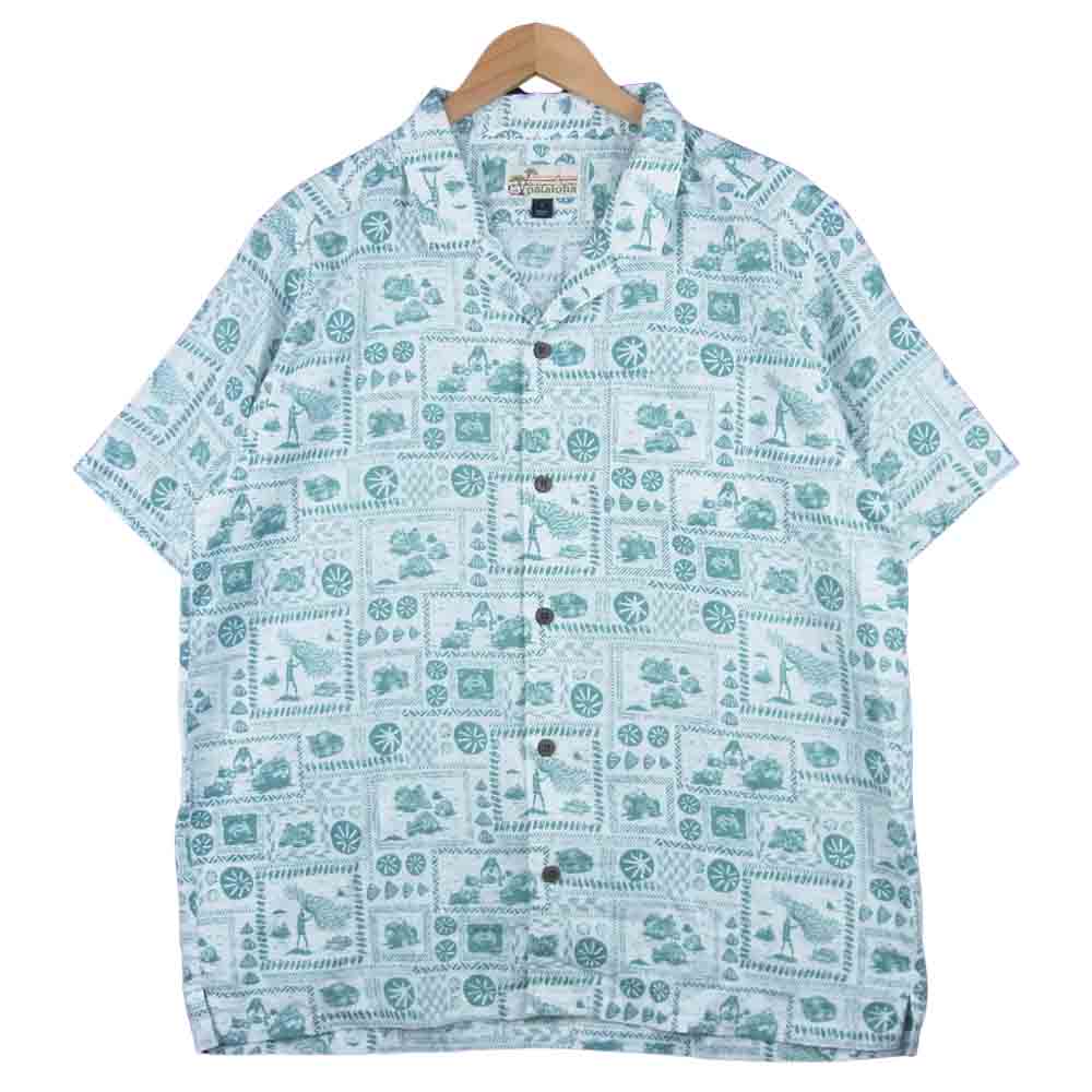 patagonia パタゴニア PATALOHA パタロハ リミテッドエディション オピヒマン アロハ 半袖 シャツ グリーン系 ホワイト系 L【美品】【中古】