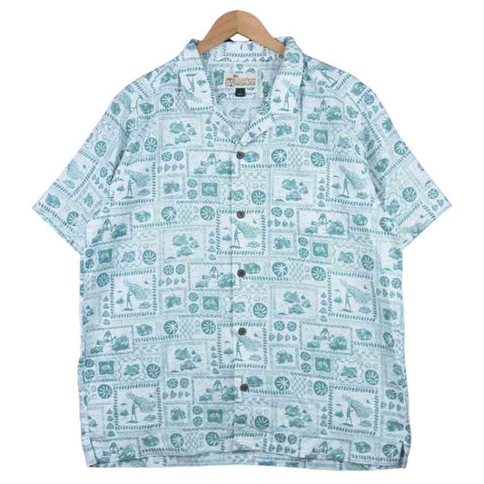 patagonia パタゴニア PATALOHA パタロハ リミテッドエディション オピヒマン アロハ 半袖 シャツ グリーン系 ホワイト系 L【美品】【中古】