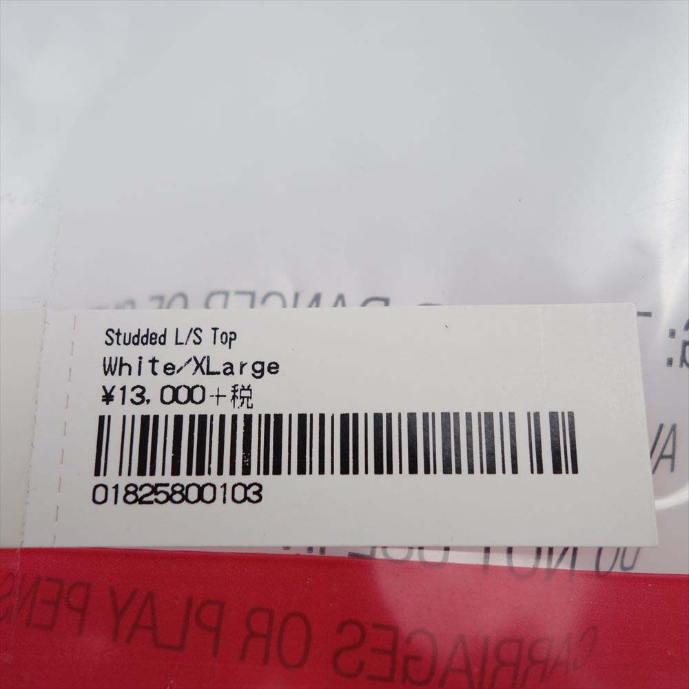 Supreme シュプリーム 20SS studded l/s top スタッズ ロゴ ロングスリーブ Tシャツ ホワイト系 XL【新古品】【未使用】【中古】