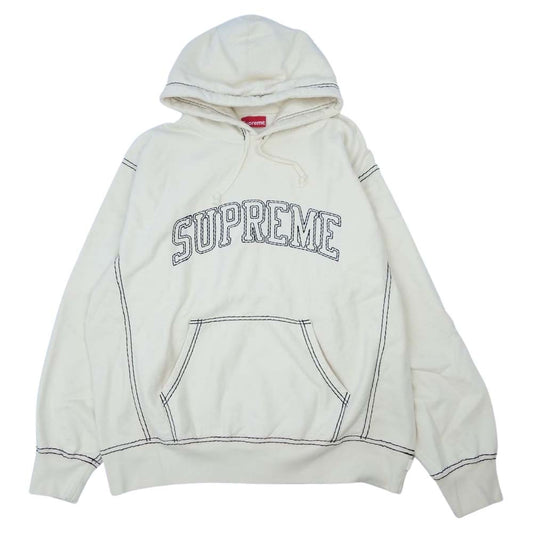 Supreme シュプリーム 20AW Big Stitch Hooded Sweatshirt ビッグステッチ プルオーバー スウェット ホワイト系 XL【新古品】【未使用】【中古】