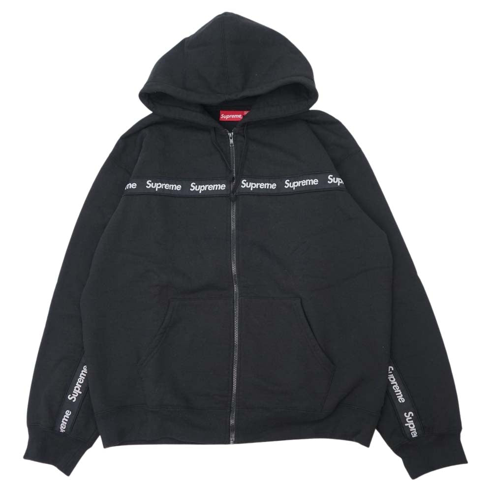 Supreme シュプリーム 19AW Text Stripe Zip Up Hooded Sweatshirt ブラック系 XL【新古品】【未使用】【中古】