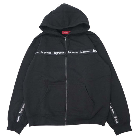 Supreme シュプリーム 19AW Text Stripe Zip Up Hooded Sweatshirt ブラック系 XL【新古品】【未使用】【中古】