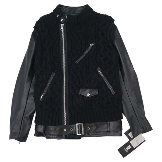 UNDERCOVER アンダーカバー 2021 UCZ9207 × SACAI サカイ 30th Anniversary Leather sleeve down jacket 30周年 レザー スリーブ 中綿 ブラック系 4【新古品】【未使用】【中古】