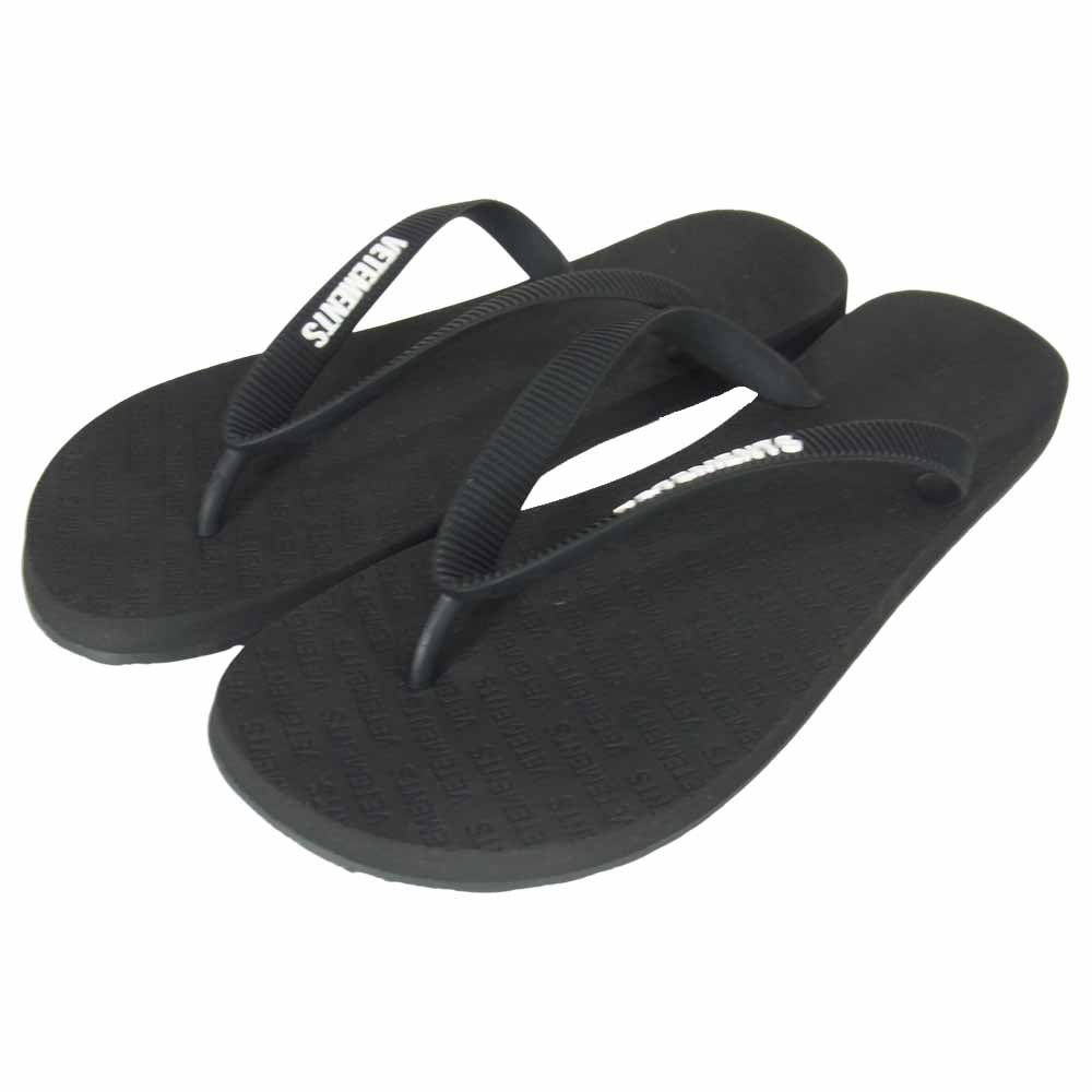 VETEMENTS ヴェトモン 20SS SS20SD006 Classic Logo Flip Flops クラシック ロゴ フリップ フロップ サンダル ブラック系 43【新古品】【未使用】【中古】