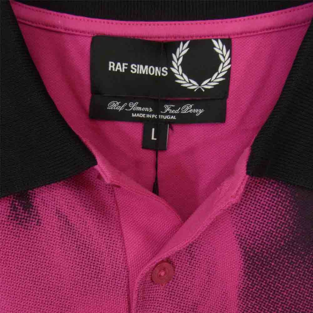 RAF SIMONS ラフシモンズ SM7057 × FRED PERRY ALL OVER PRINT POLO フレッドペリー オーバーサイズ フォト プリント ポロシャツ ピンク系 L【新古品】【未使用】【中古】