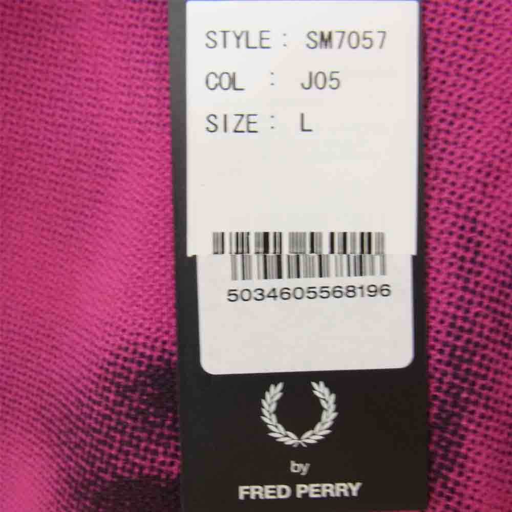 RAF SIMONS ラフシモンズ SM7057 × FRED PERRY ALL OVER PRINT POLO フレッドペリー オーバーサイズ フォト プリント ポロシャツ ピンク系 L【新古品】【未使用】【中古】